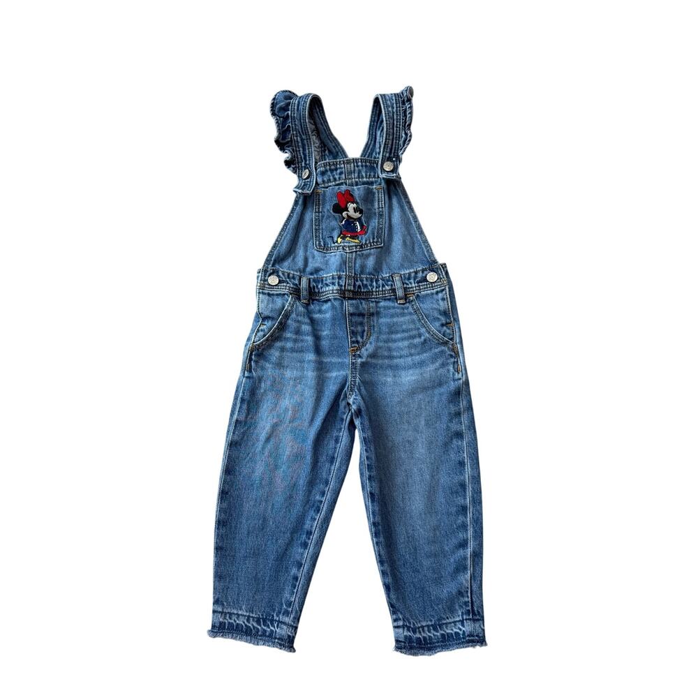 Disney Baby Gap Minnie Mouse Girls Overalls 3 Years Blue Denim Ruffle Straps